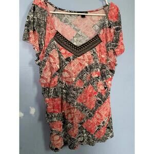 I.N. Studio XL Womens blouse: Red, Black and White​